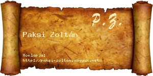 Paksi Zoltán névjegykártya